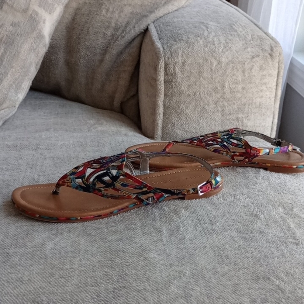 A) Kelly & Katie Vibrant Multicolor Sandals - Picture 5 of 8